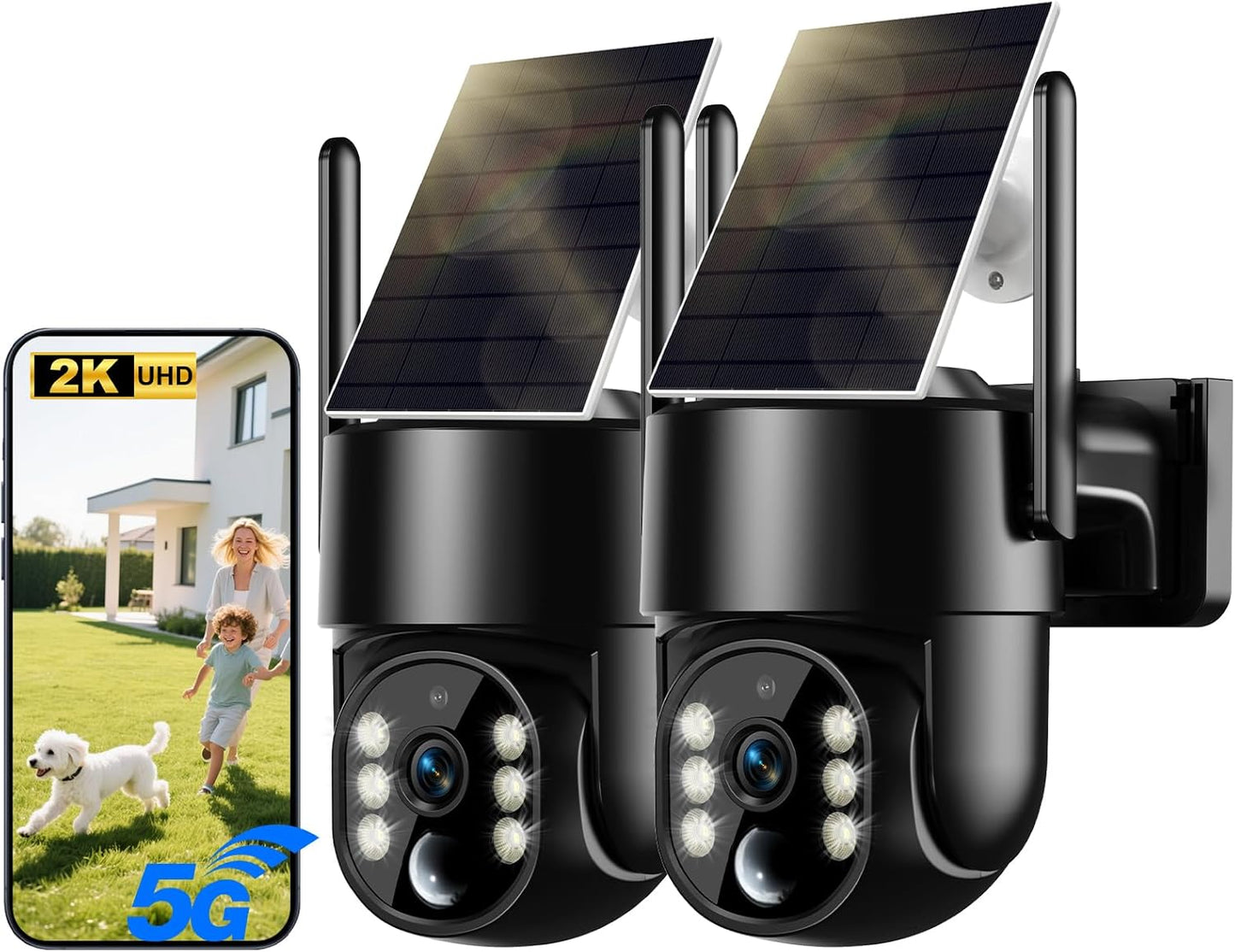 Solar Security Cameras Wireless Outdoor with 2K Color Night Vision