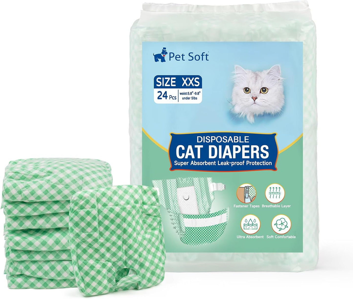 Ultra Absorbent Pet Diapers - 24pcs XXS Green