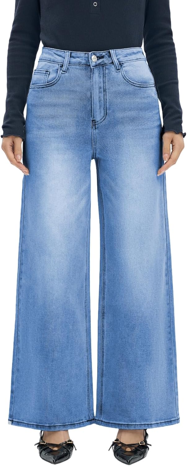 ONESO Wide Leg Jeans for Women - High Waisted Baggy Denim