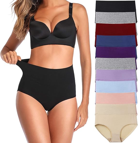 UMMISS Womens Cotton High Waist Underwear for Full Coverage Comfort