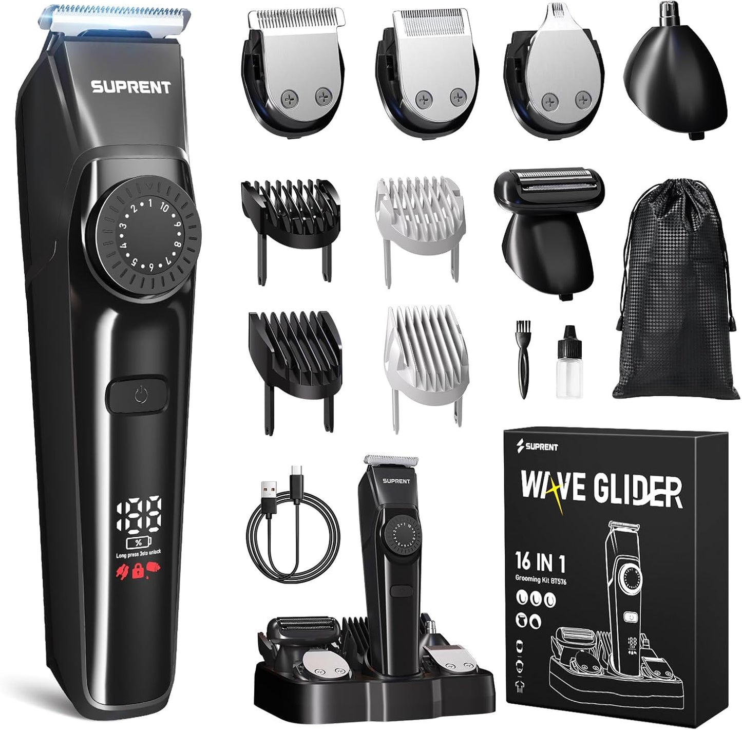 SUPRENT Beard Trimmers for Men - All-in-One Grooming Kit
