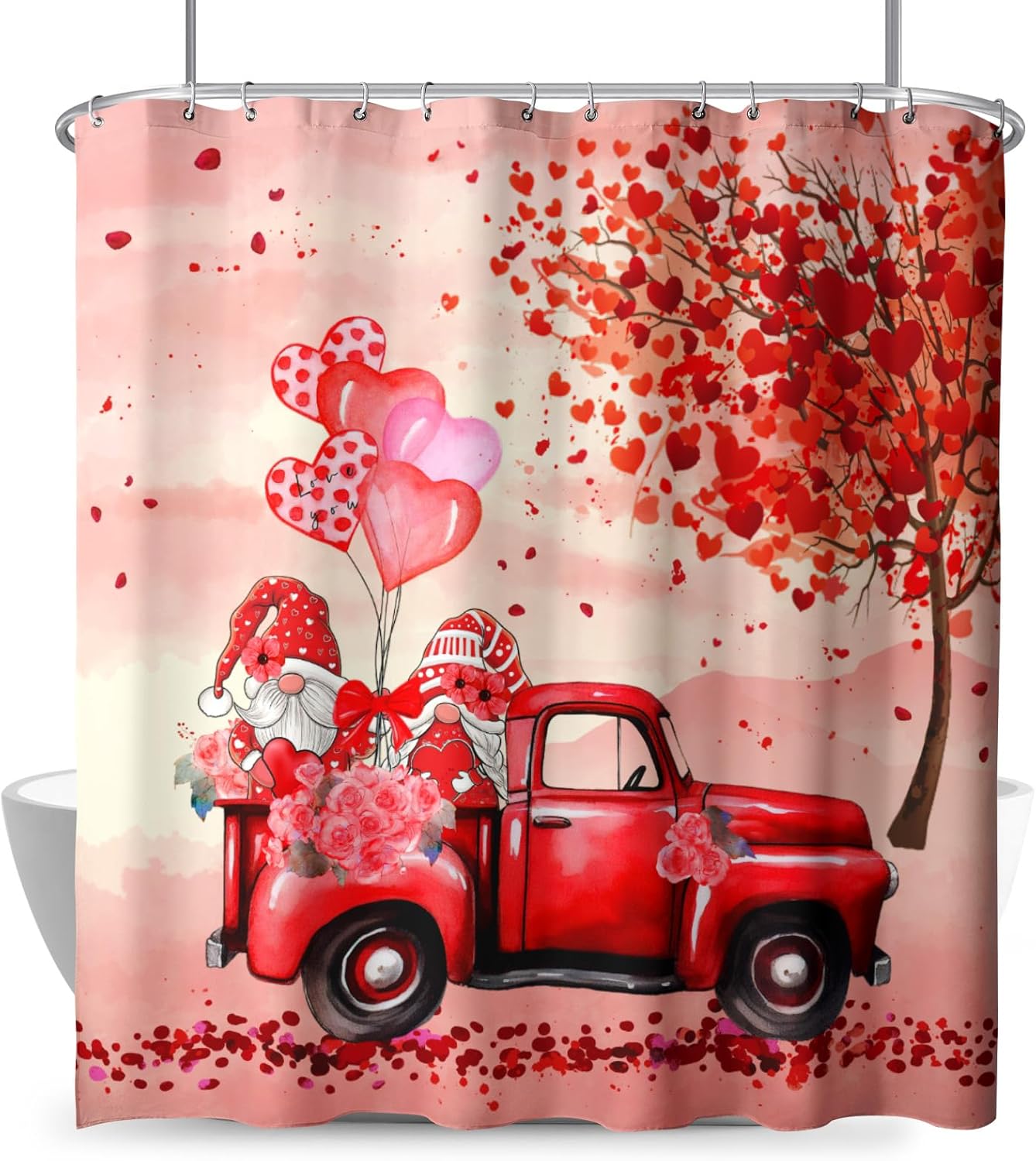 Love-Infused Gnome Shower Curtain Set
