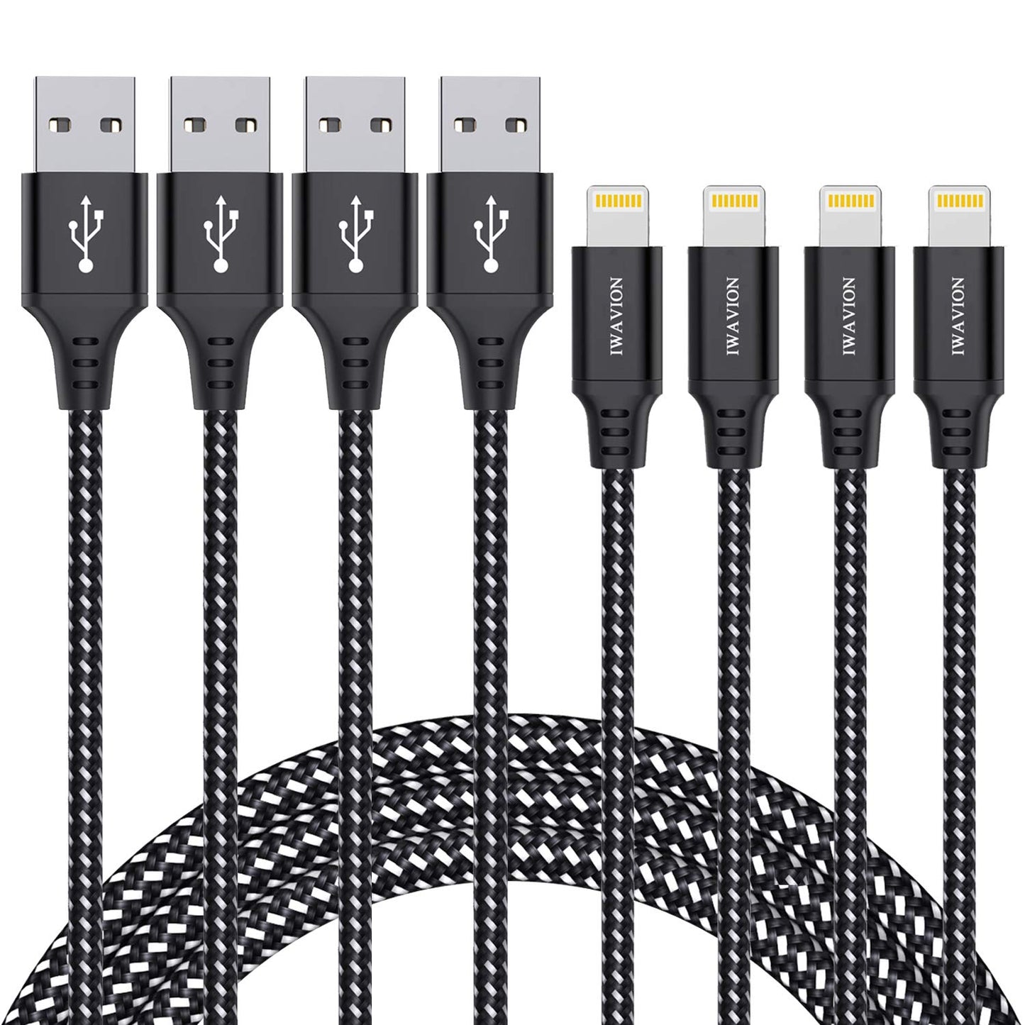 Fast Charging 4-Pack Lightning Cables by IWAVION