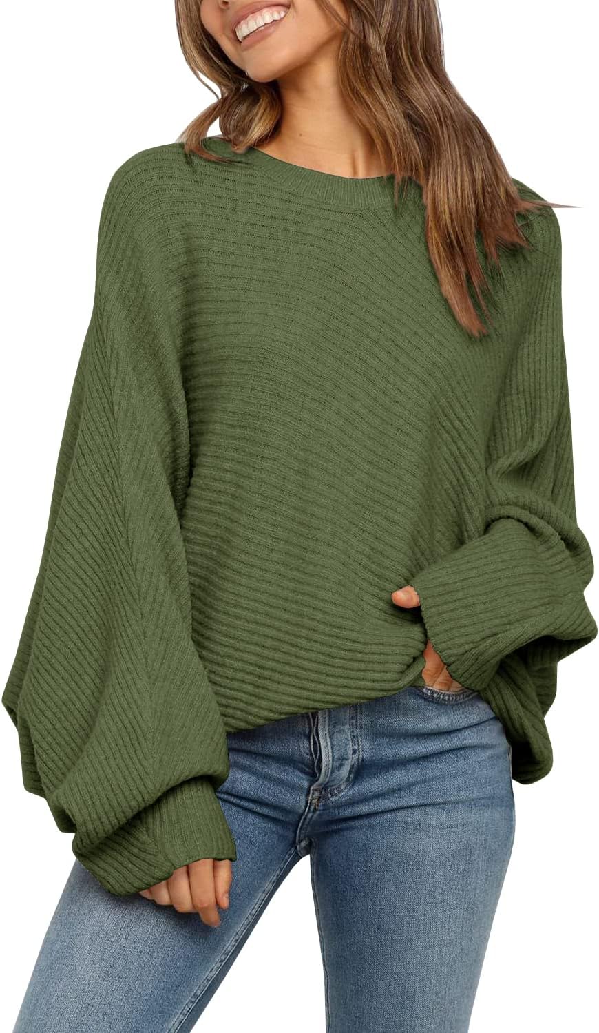 Mafulus Women's Oversized Crewneck Sweater for Casual Style
