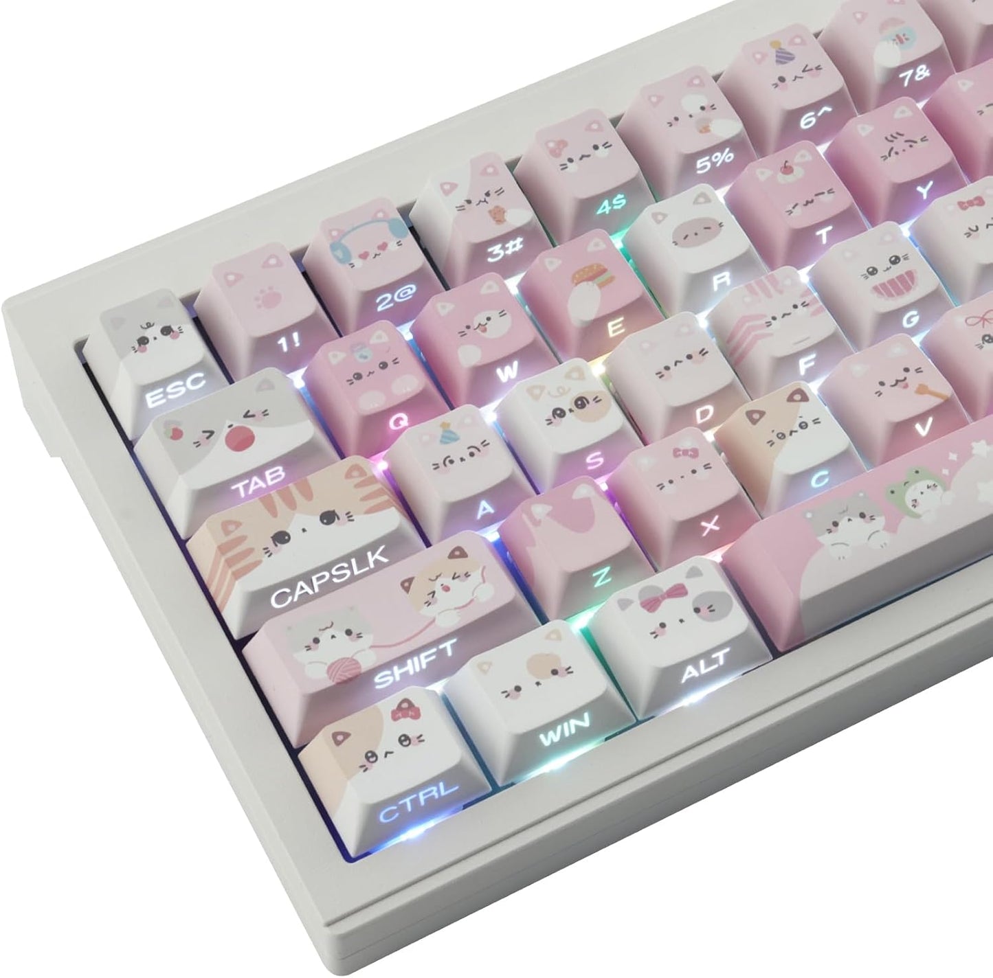 PBT Keycaps - Meow Meow Squad Custom Cat Keycap Set for Keyboards