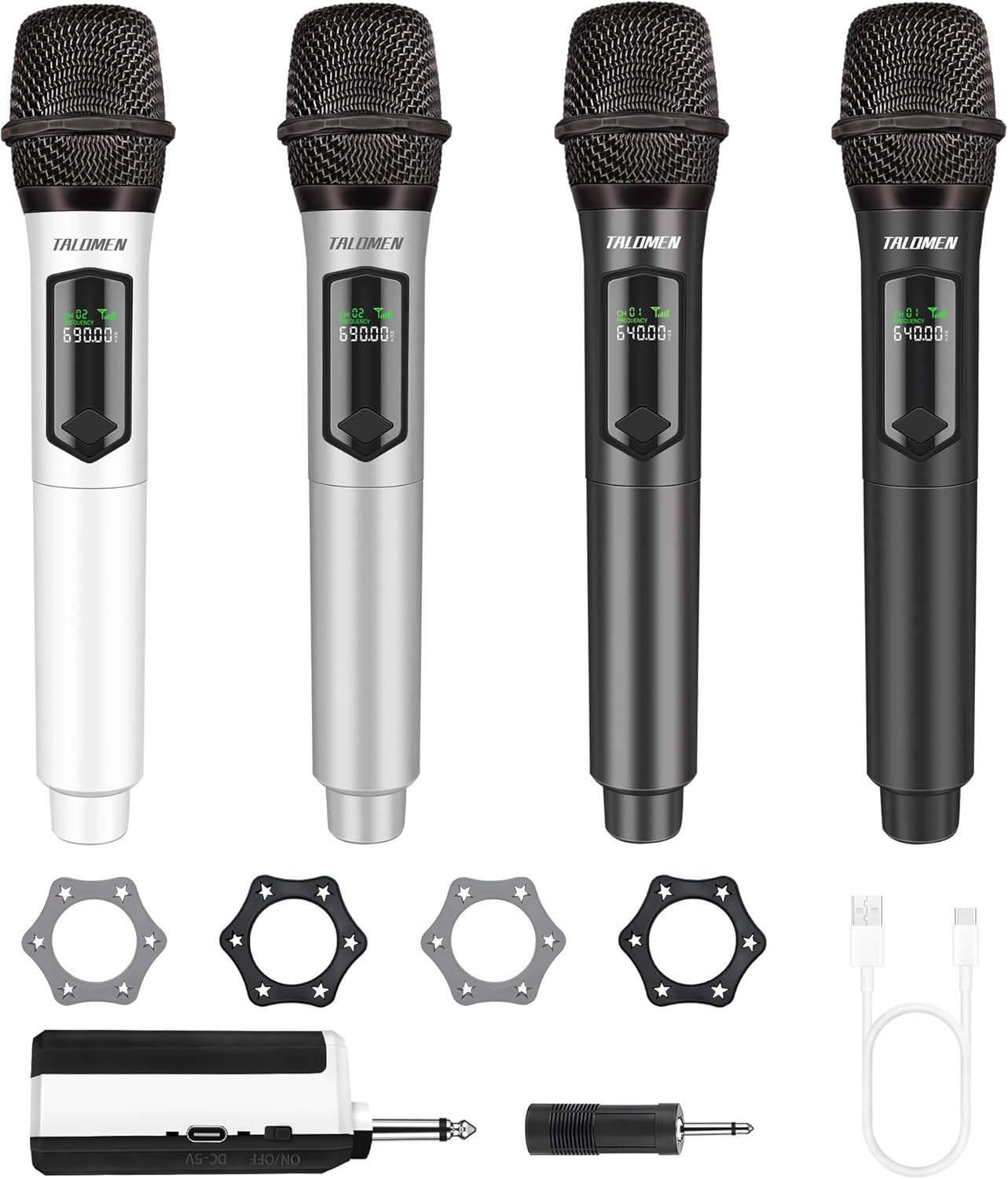 Wireless Microphone Set for Singing - 2.4GHz Rechargeable System
