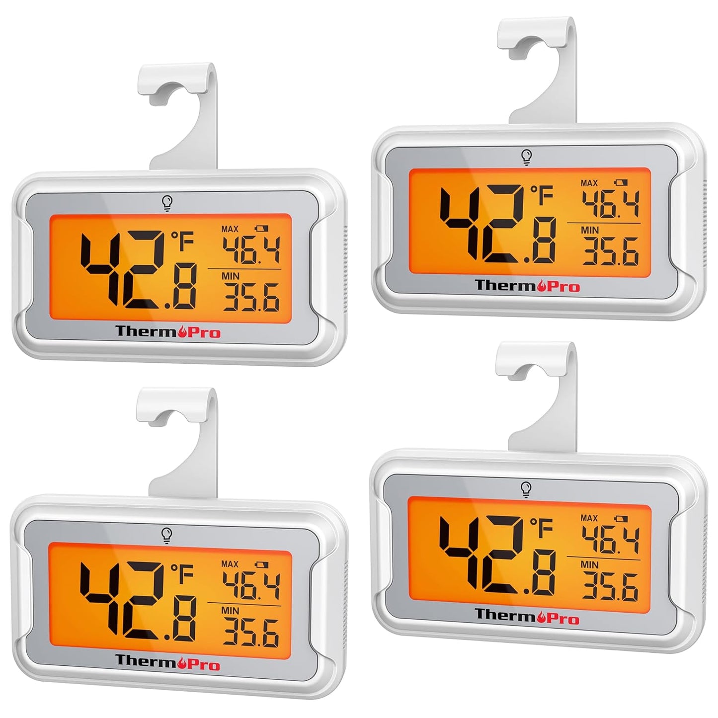 ThermoPro Refrigerator Thermometer with Large Backlit LCD Display