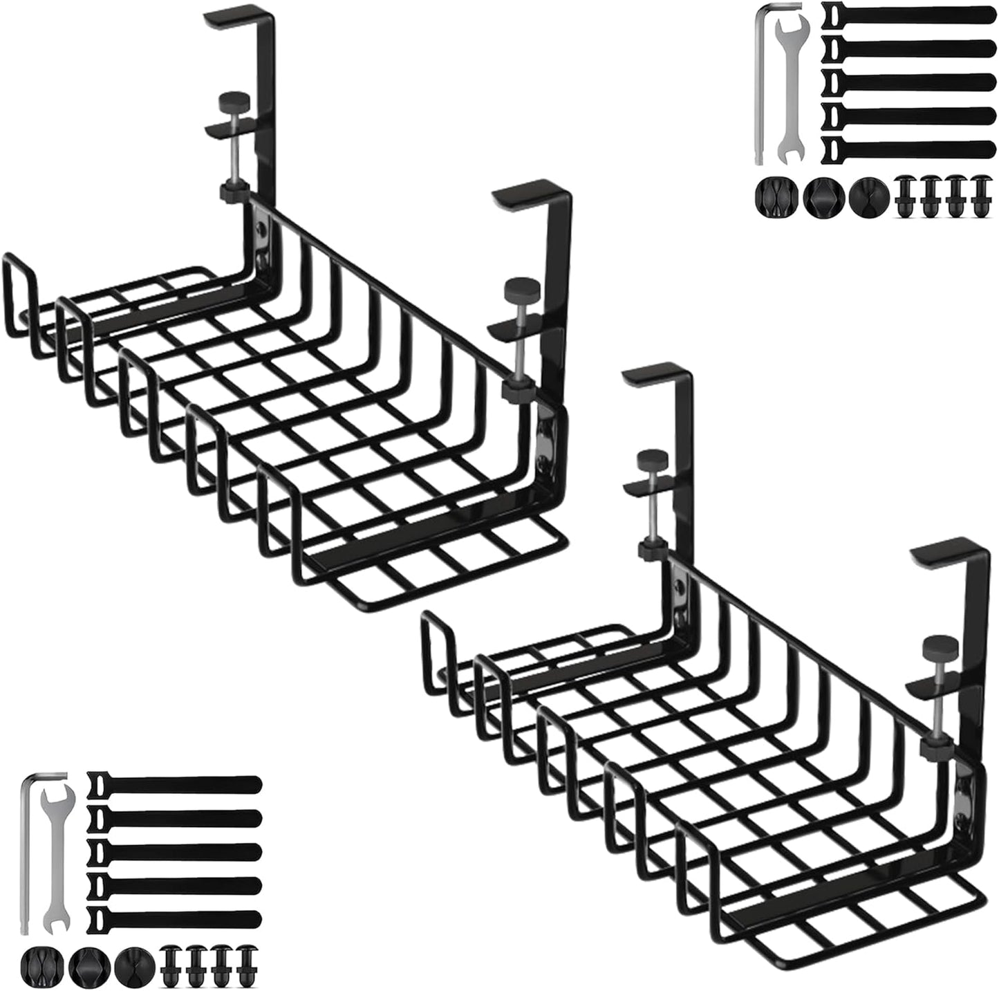 Wire Clutter-Free: No Drill Desk Tray (Pack of 2)