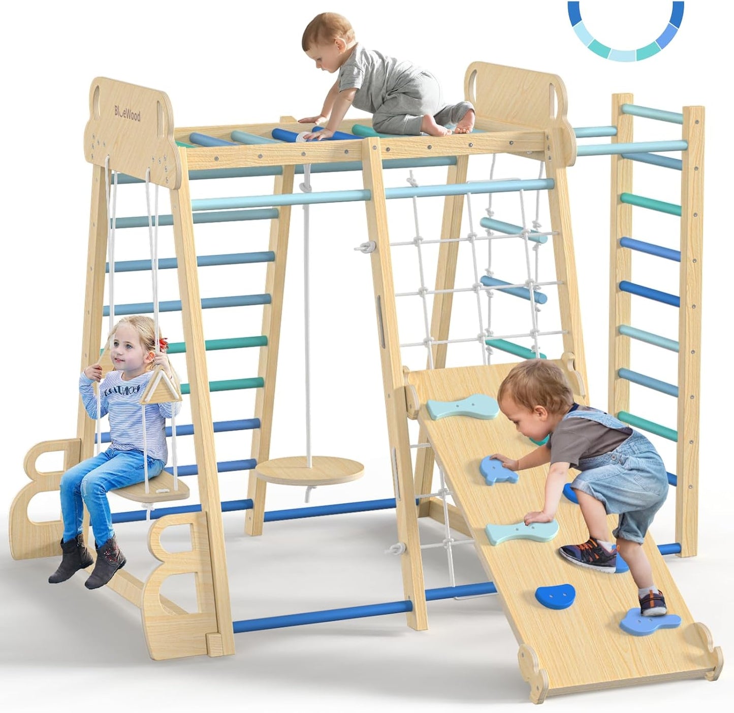 Upgraded Indoor Playground 9-in-1 Jungle Gym for Kids Fun