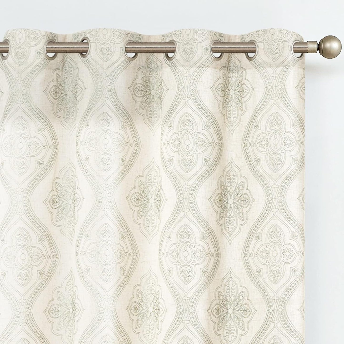 Boho Linen Curtains for Living Room with Embroidered Design