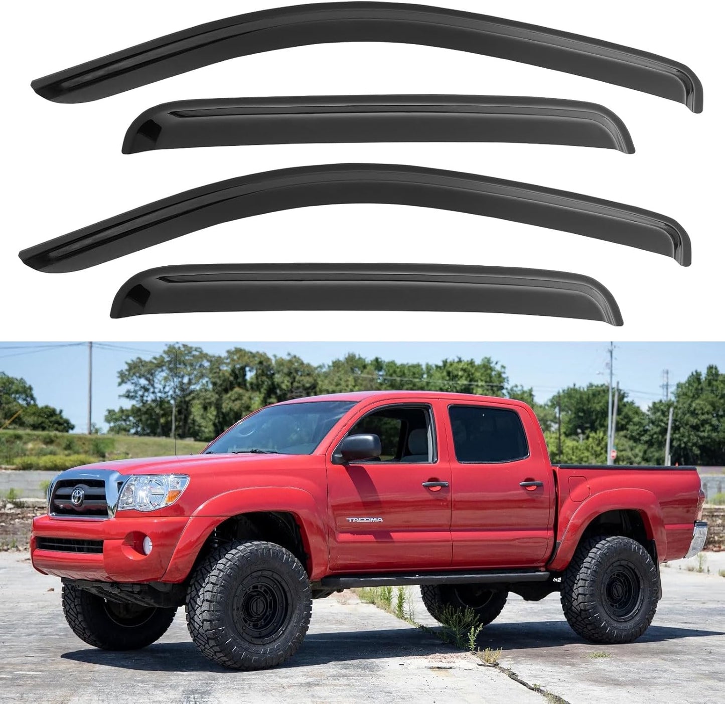 Window Visors Rain Guards for Toyota Tacoma 2005-2023 Double Cab