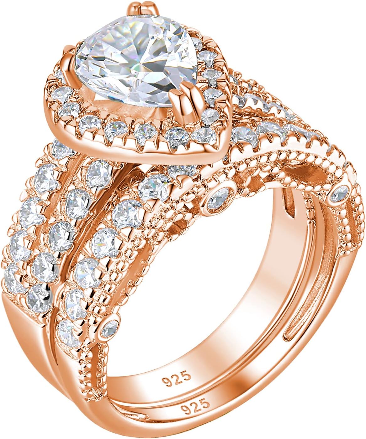 Wuziwen 4 Carats Wedding Engagement Ring Set for Women in Silver