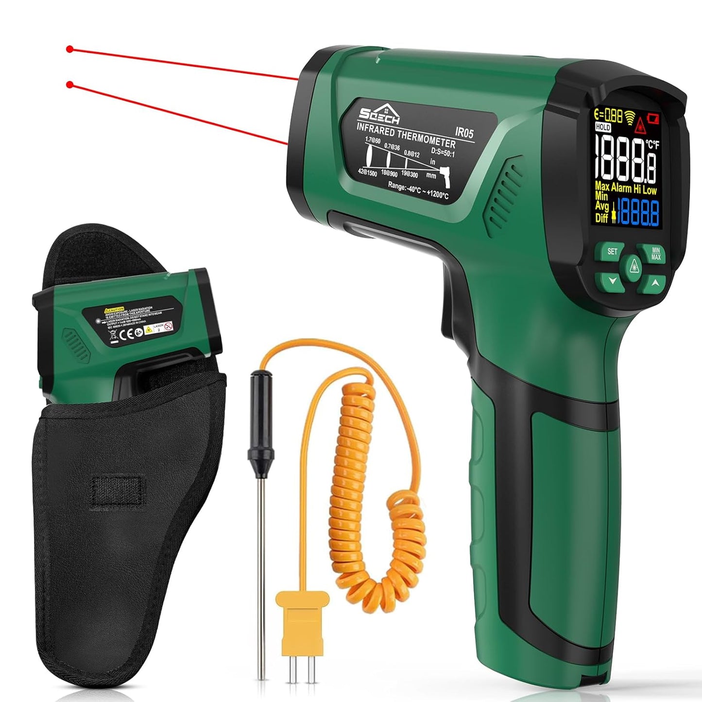 Infrared Thermometer Gun for High Temp Measurement - SQECH