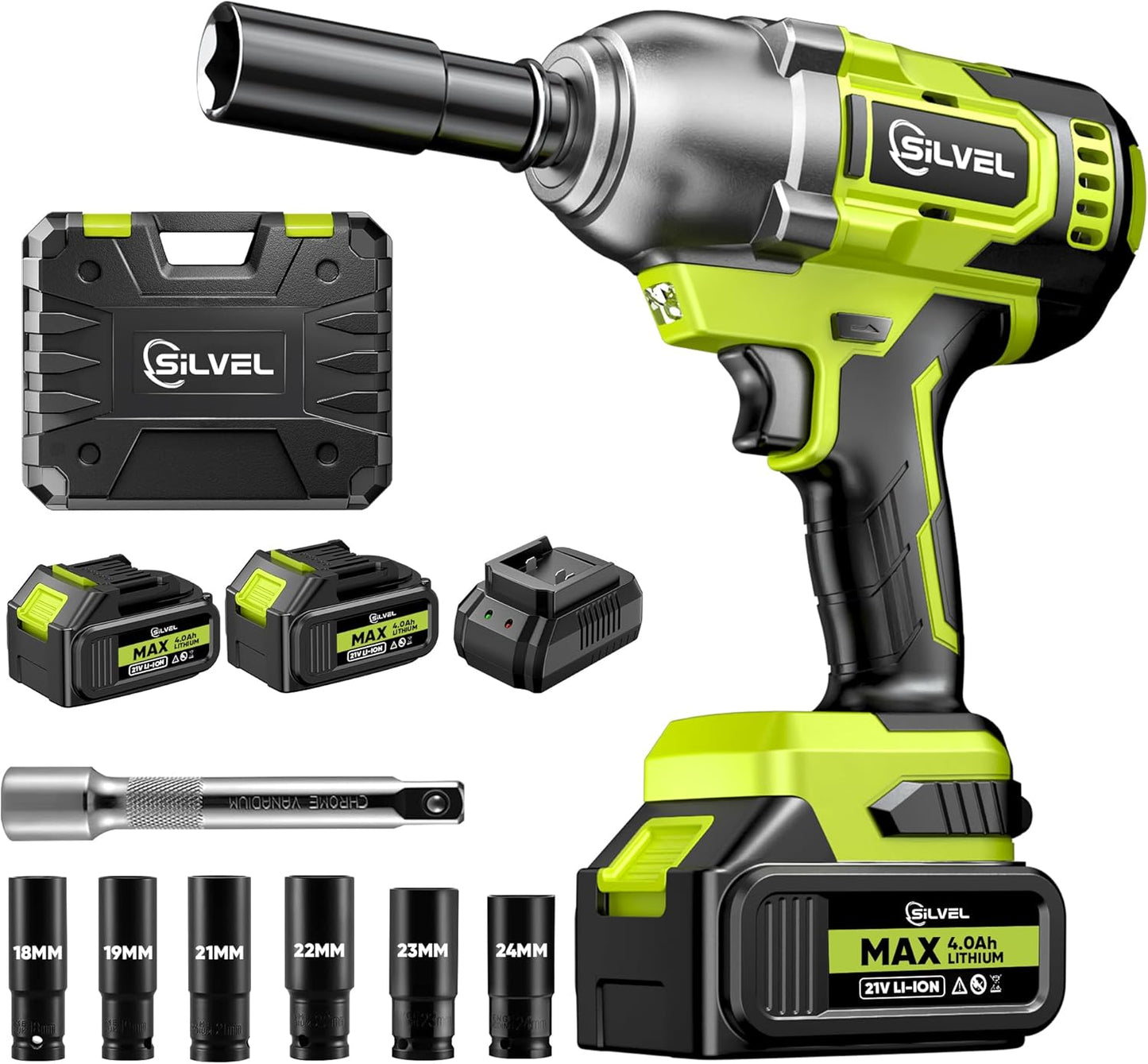 SILVEL Cordless Impact Wrench with 650N.M Torque and 3300RPM