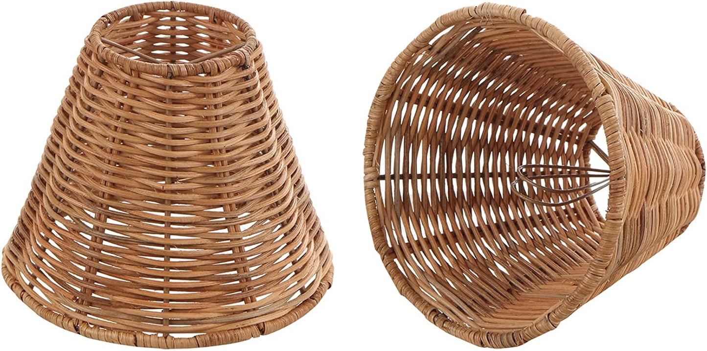 Empire Clip-On Chandelier Lamp Shade Set of 2 in Natural Rattan