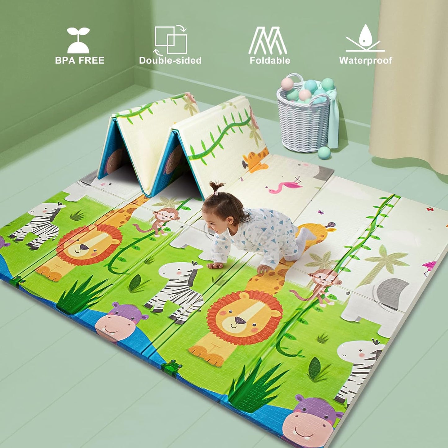 UANLAUO Foldable Baby Play Mat - Extra Large Waterproof Foam Mat