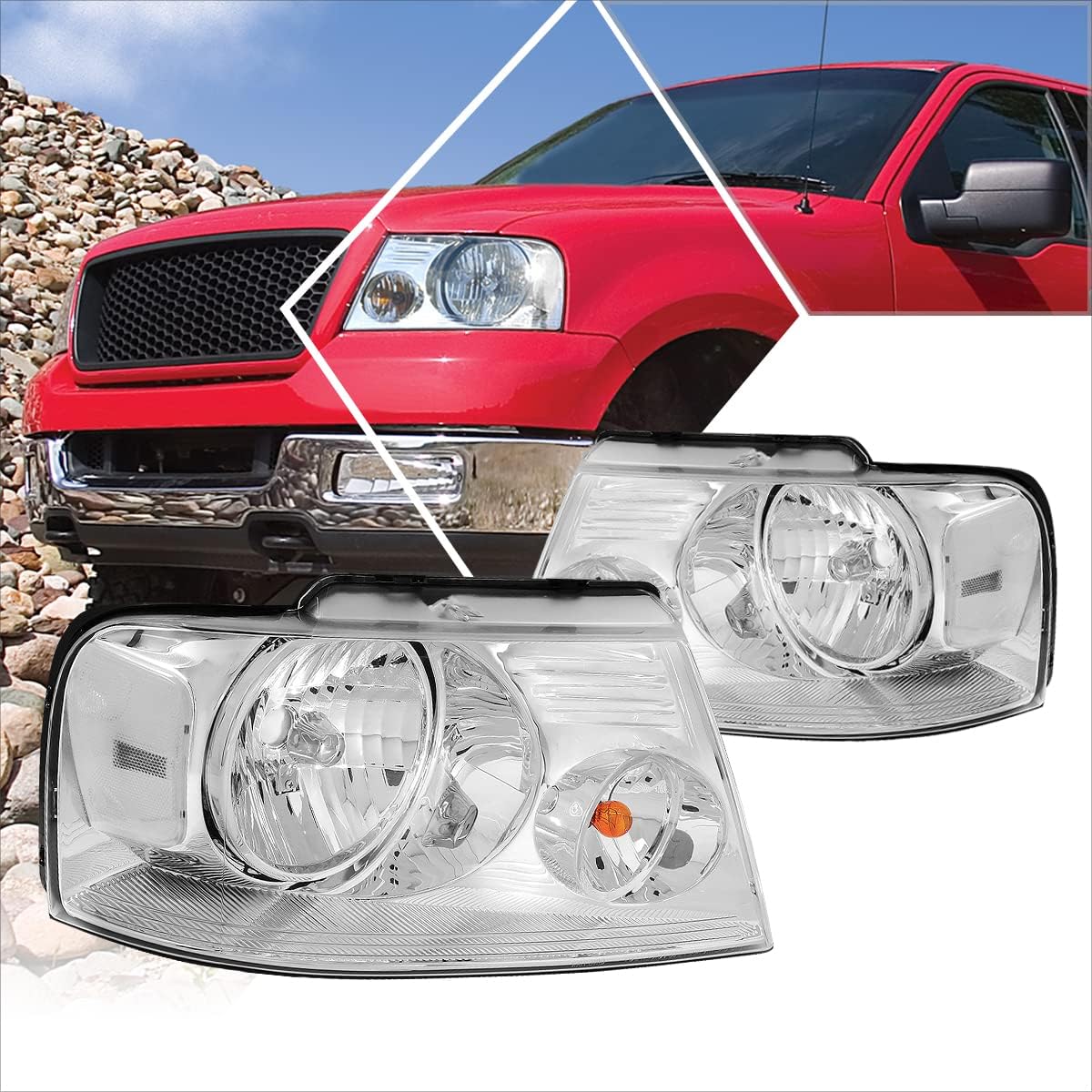 Replacement Headlights Assembly for Ford F150 04-08 & Mark LT 06-08