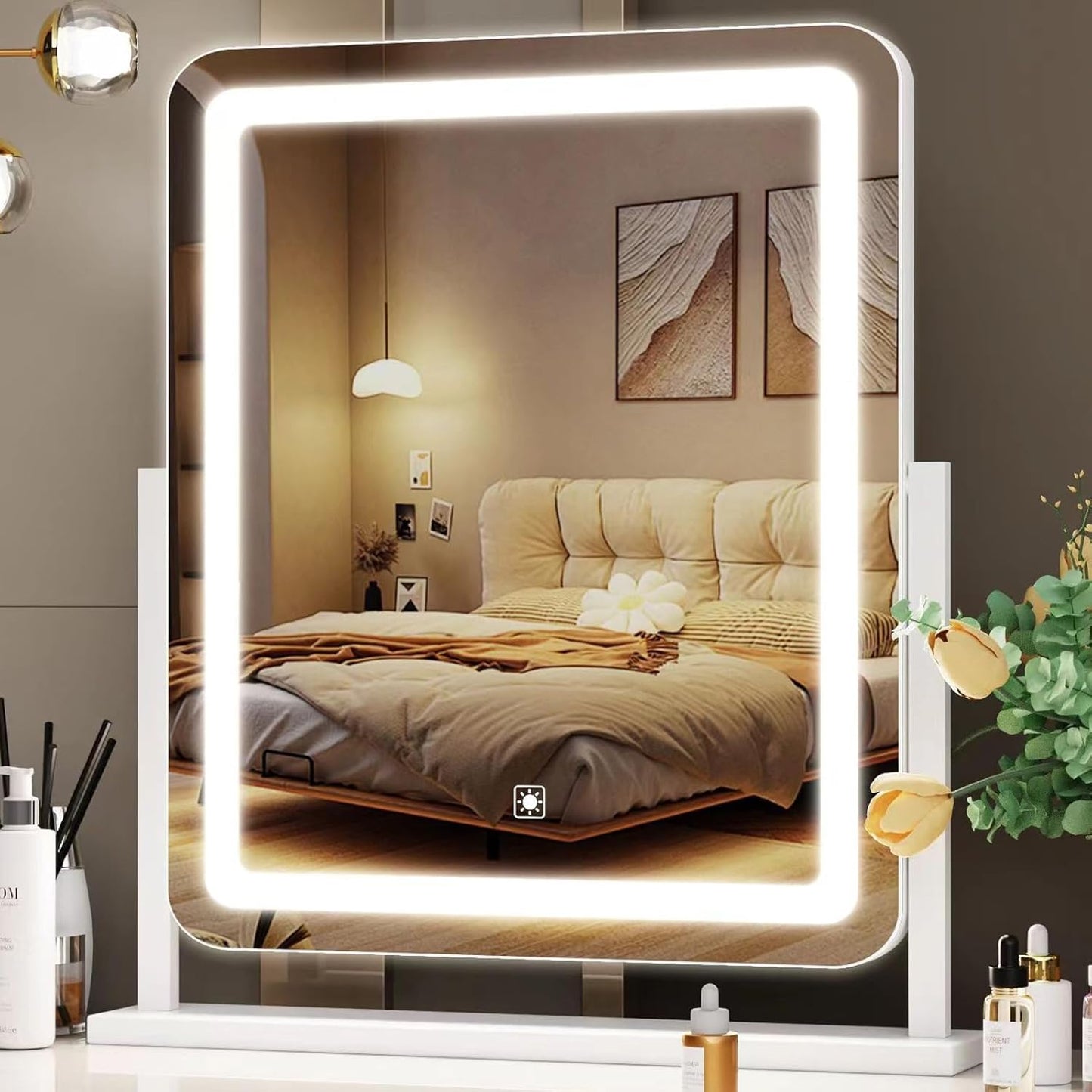 Lighted Makeup Mirror with 3 Color Modes and 5X Magnification