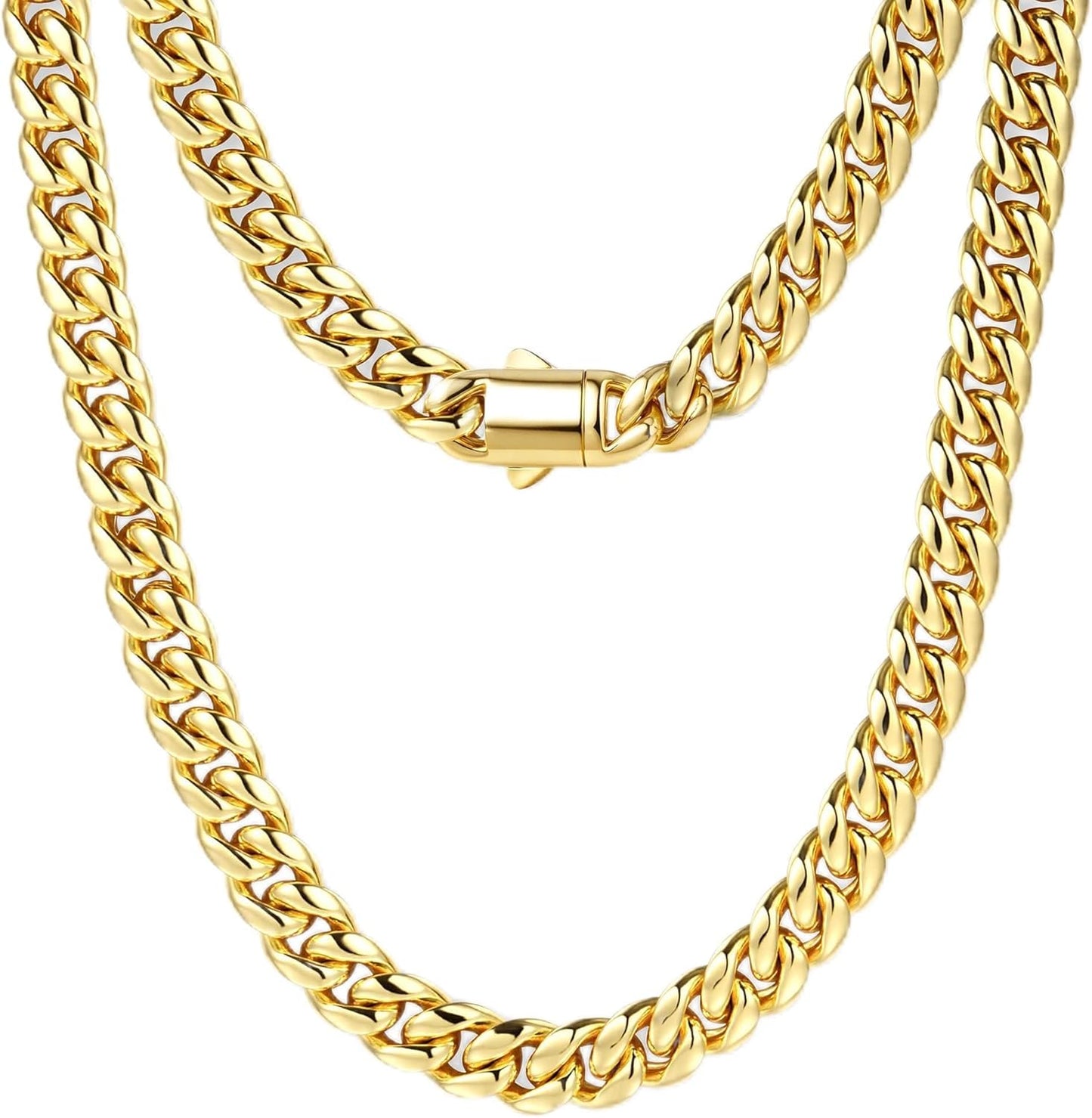 Gold Cuban Link Chain for Men - Stylish Stainless Steel Necklace