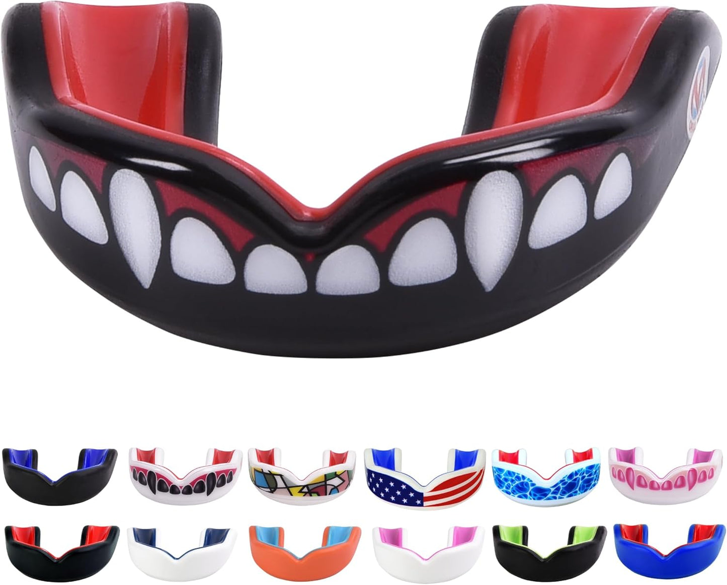 Protective Youth Mouth Guard - USA Flag & Fangs - 20 Color Options - Ideal for Contact Sports - Oral Mart