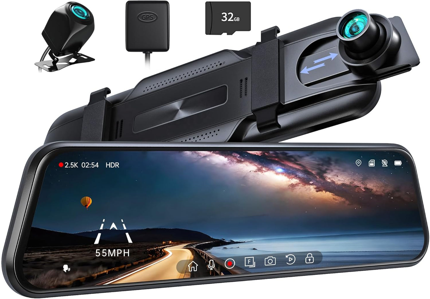 P10 2.5K Rear View Mirror Cam with ADAS & Night Vision