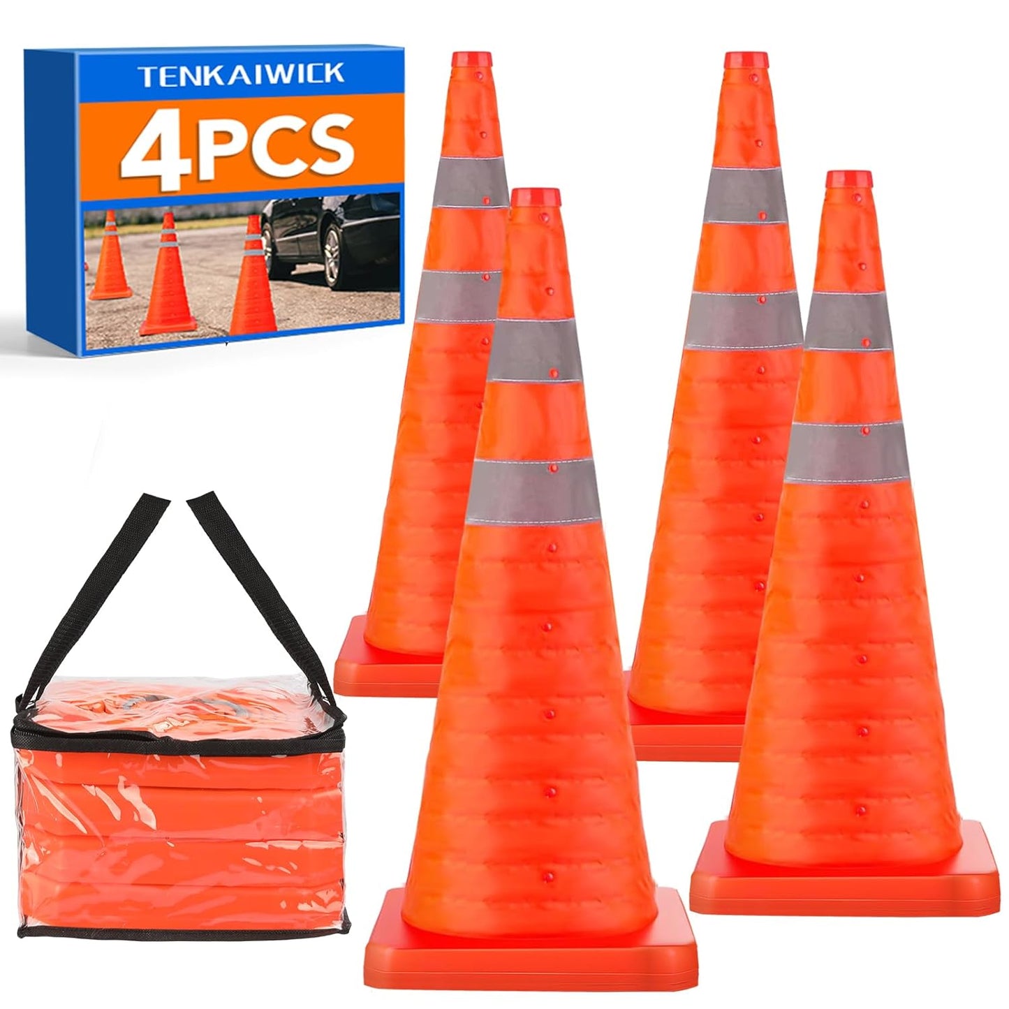 28 Inch Collapsible Traffic Safety Cones for Road Safety
