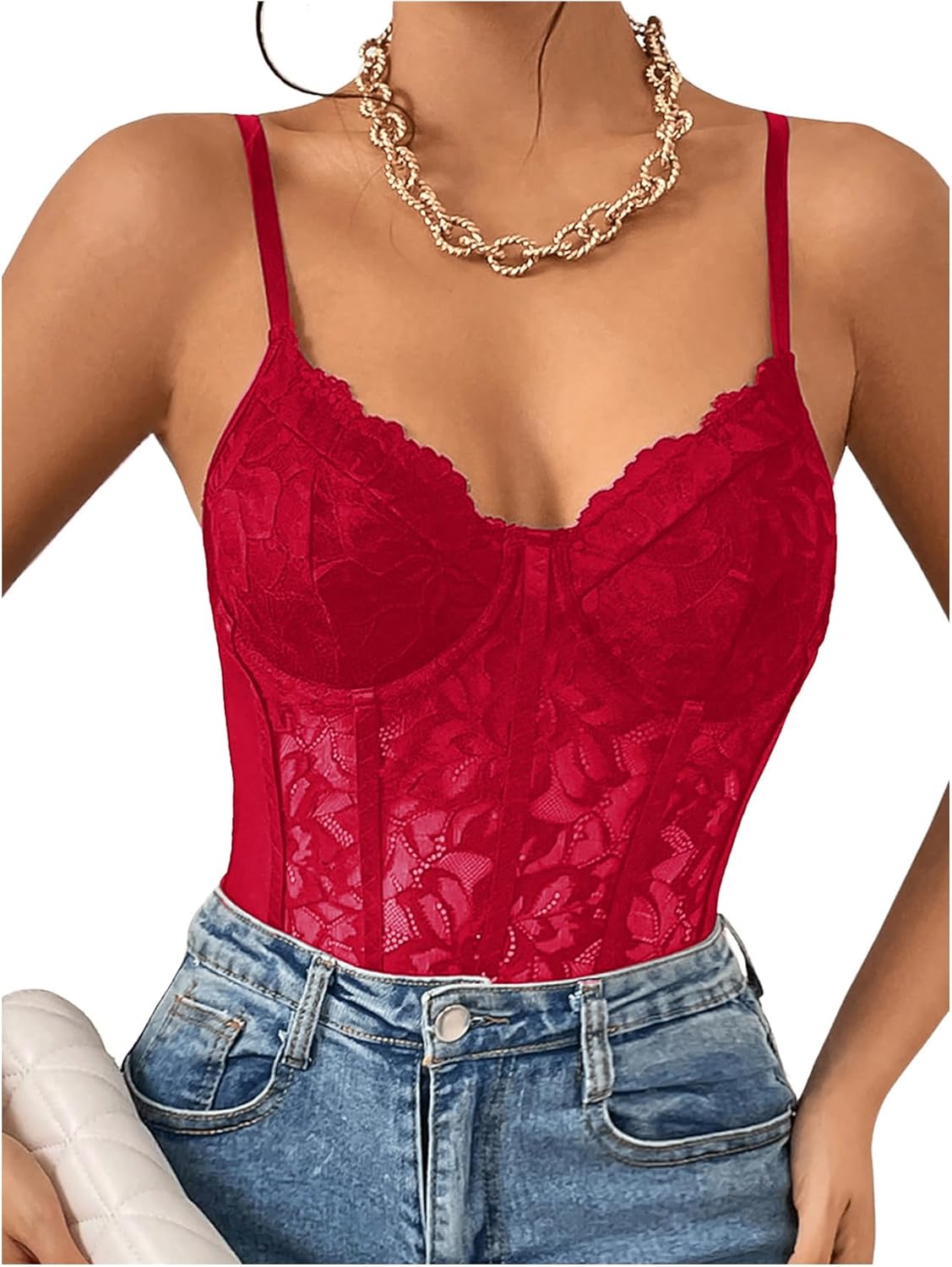 Milumia Women's Sexy Sheer Mesh Lace Bodysuit for Parties
