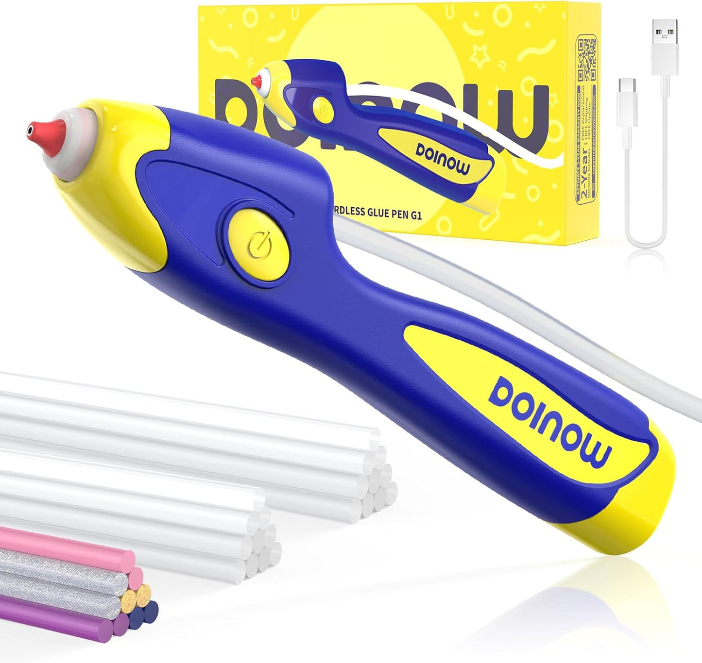 Blue Cordless Hot Glue Gun with Fast Preheating and Dripless Design