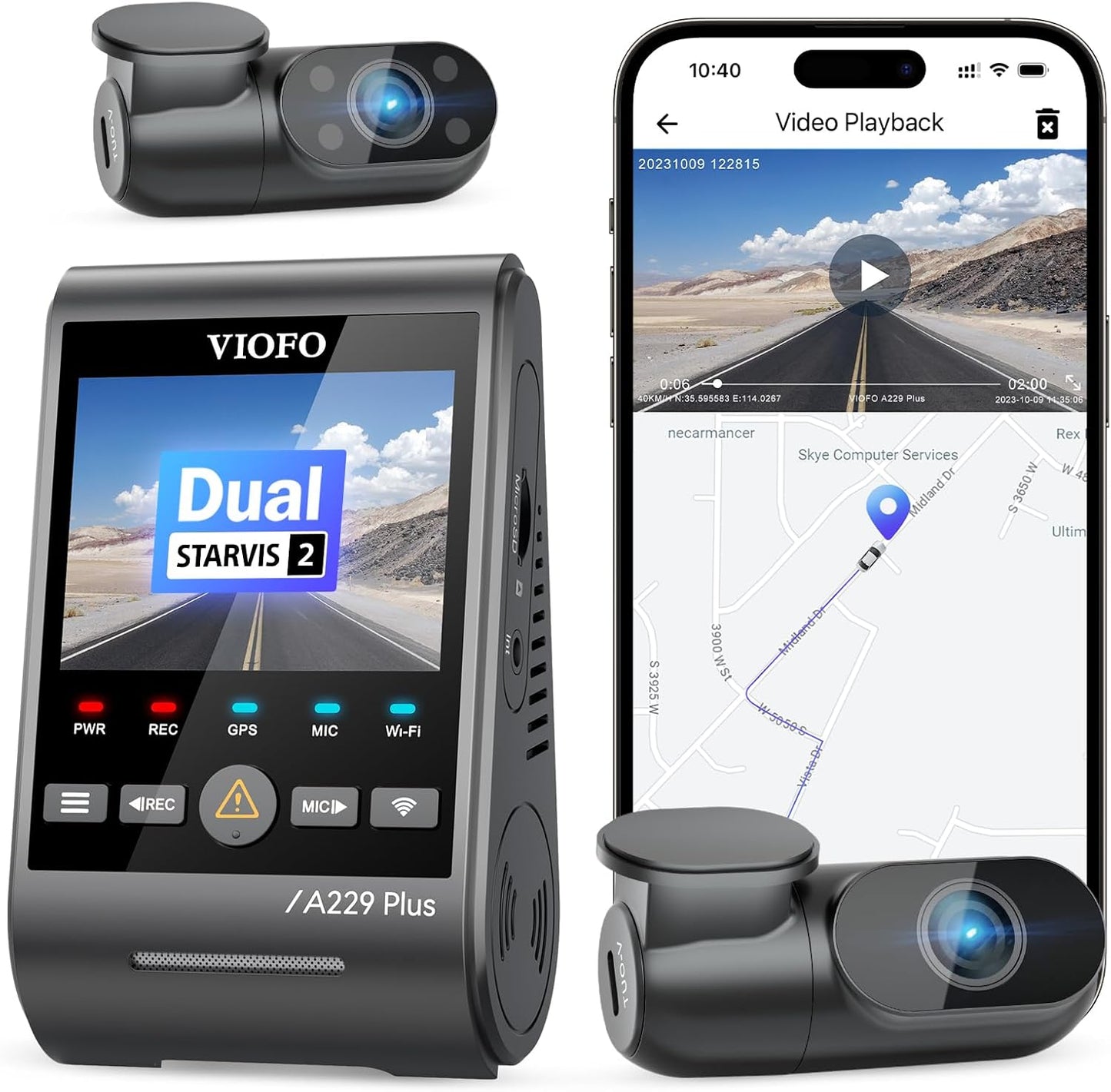 VIOFO A229 Plus 3 Channel Dash Cam with Dual STARVIS 2 Sensors