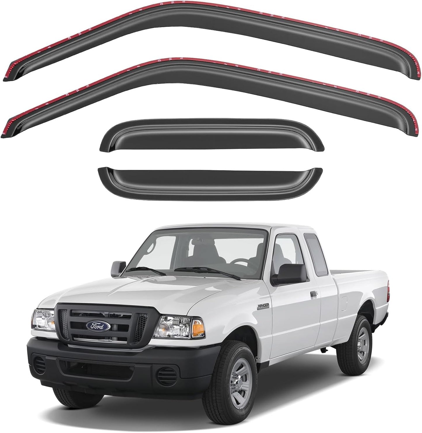 Window Rain Guards Visors for 1999-2011 Ford Ranger SuperCab