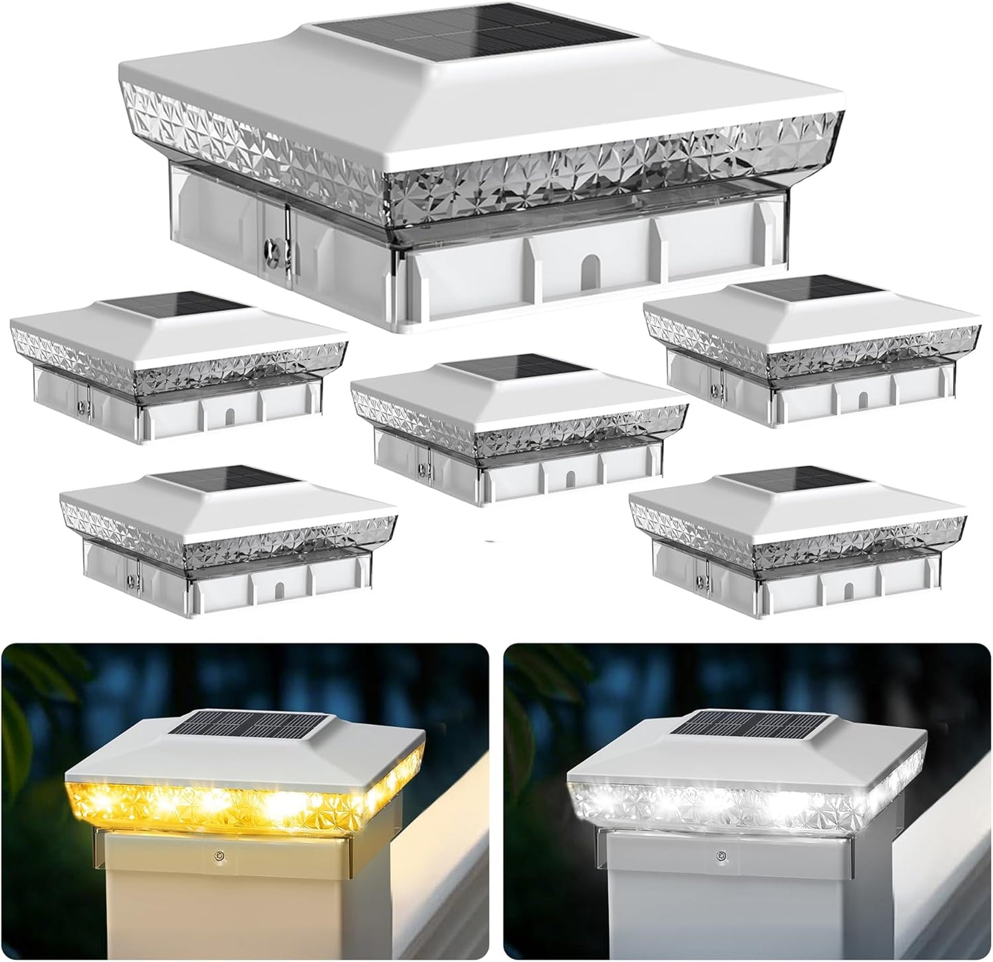Solar Post Cap Lights for 4x4 and 5x5 Decks - 6 Pack