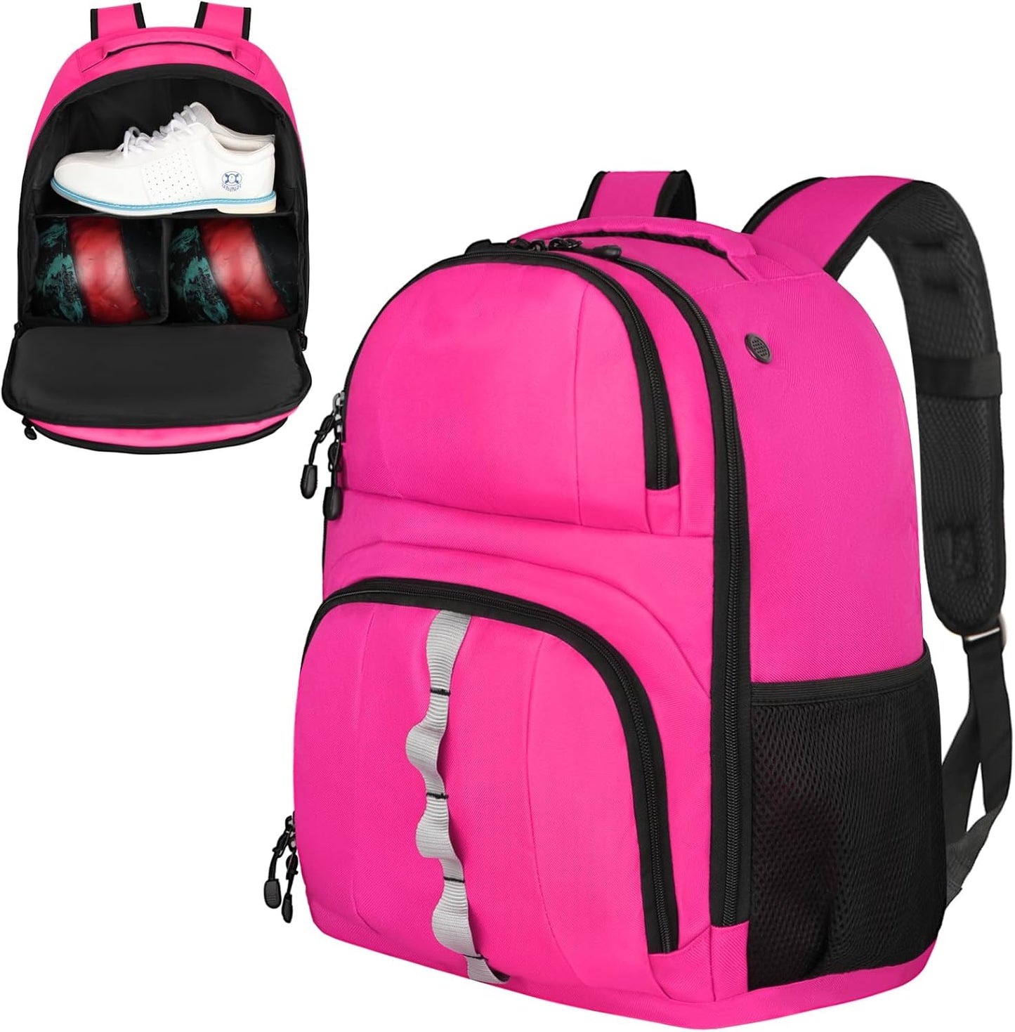 2 Ball Bowling Backpack with Shoe Compartment for Size 16 Shoes
