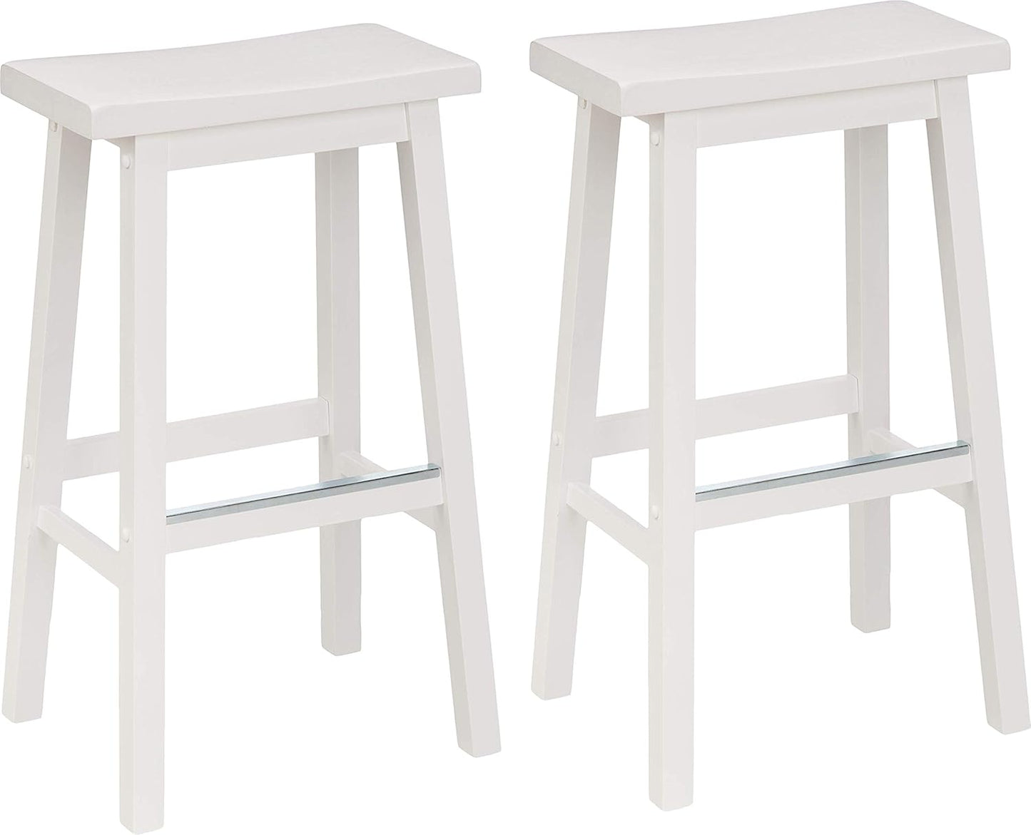Solid Wood Saddle-Seat Kitchen Counter Barstool Set of 2