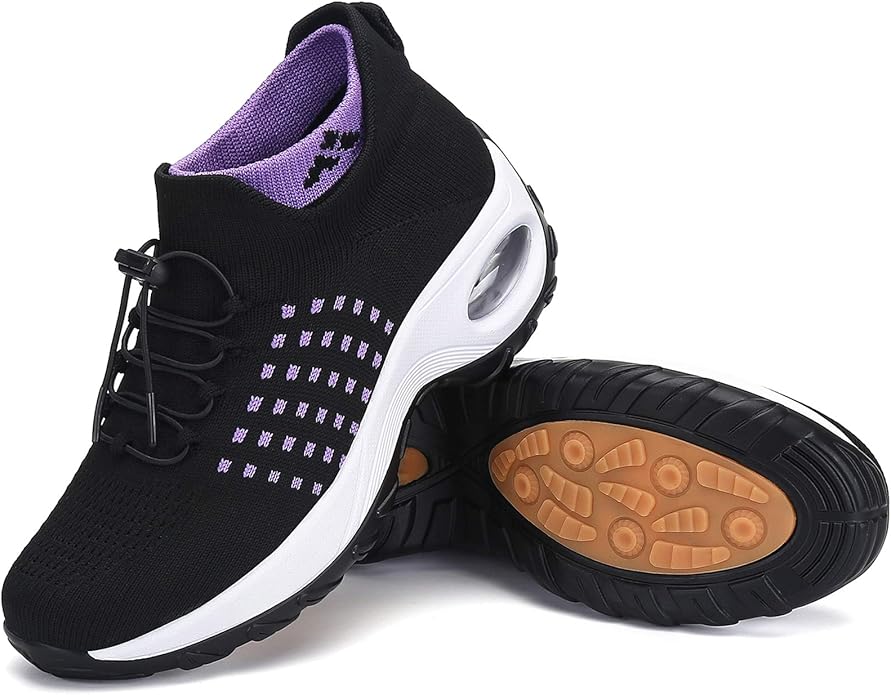 Women's Walking Shoes Slip on Mesh Air Cushion Comfortable Wedge