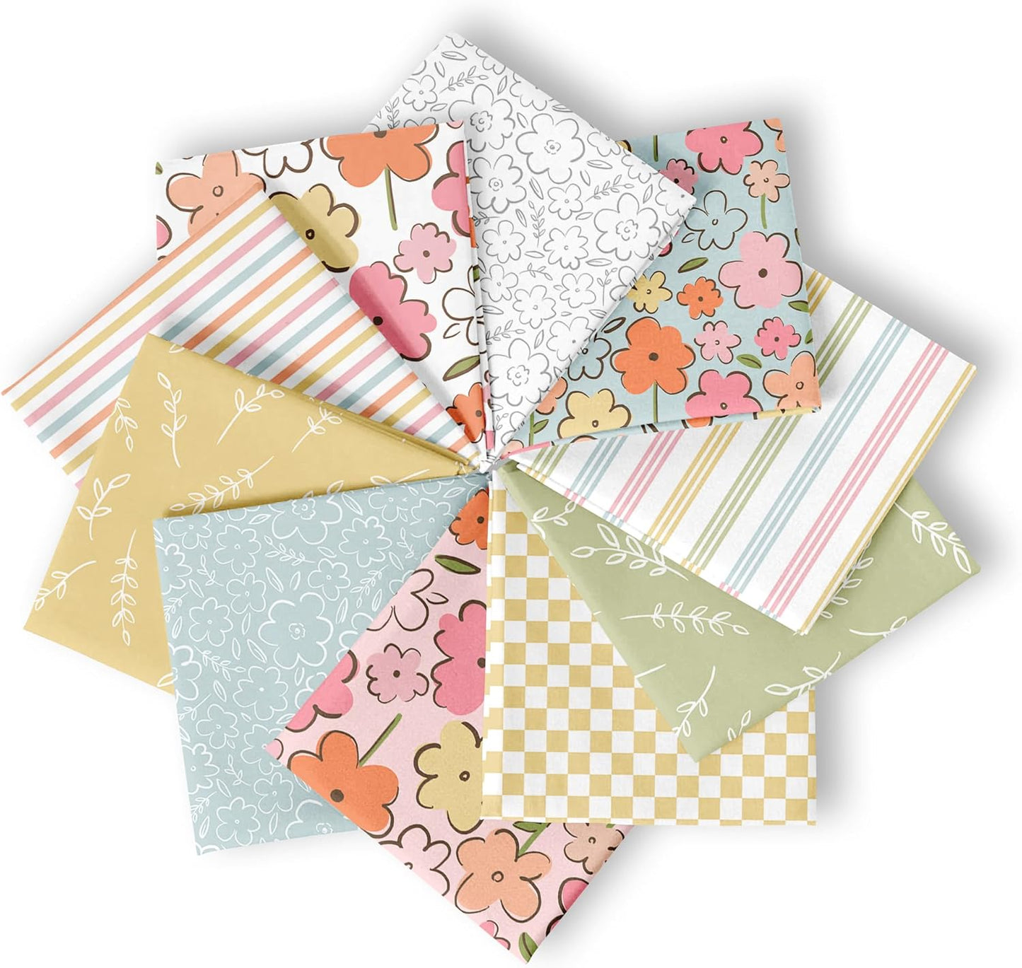 10-Pcs Fat Quarters Fabric Bundles for Quilts and Crafts