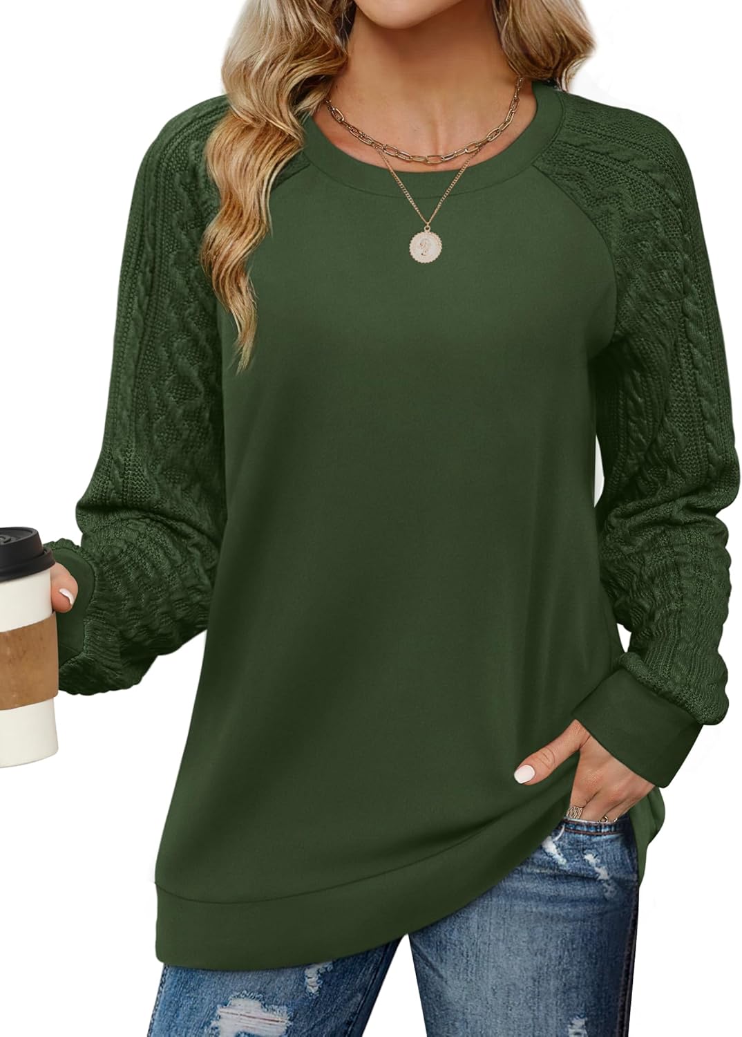 Saloogoe Lightweight Cable Knit Sweater