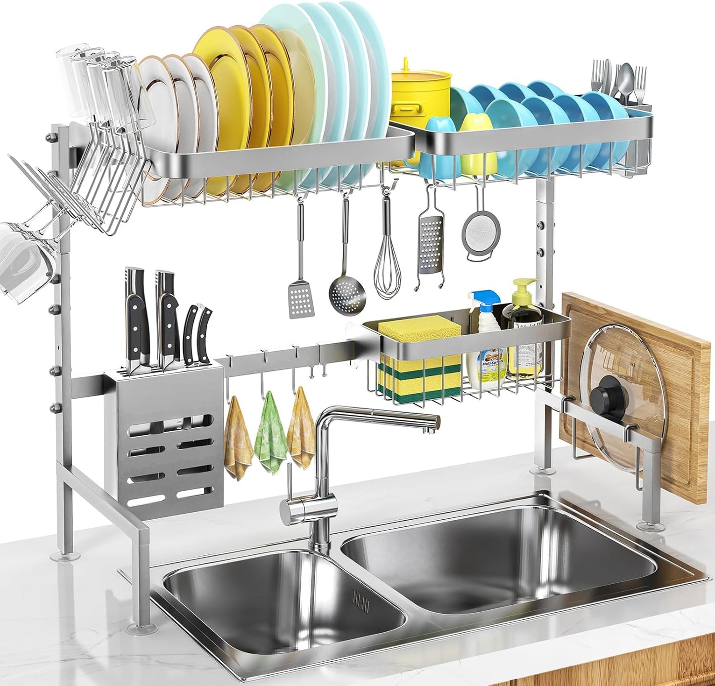 Merrybox Over The Sink Dish Drying Rack - Adjustable & Sturdy