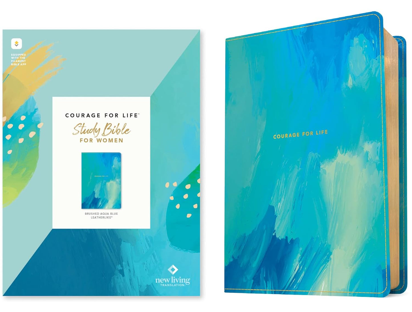 NLT Courage For Life Study Bible for Women - Brushed Aqua Blue