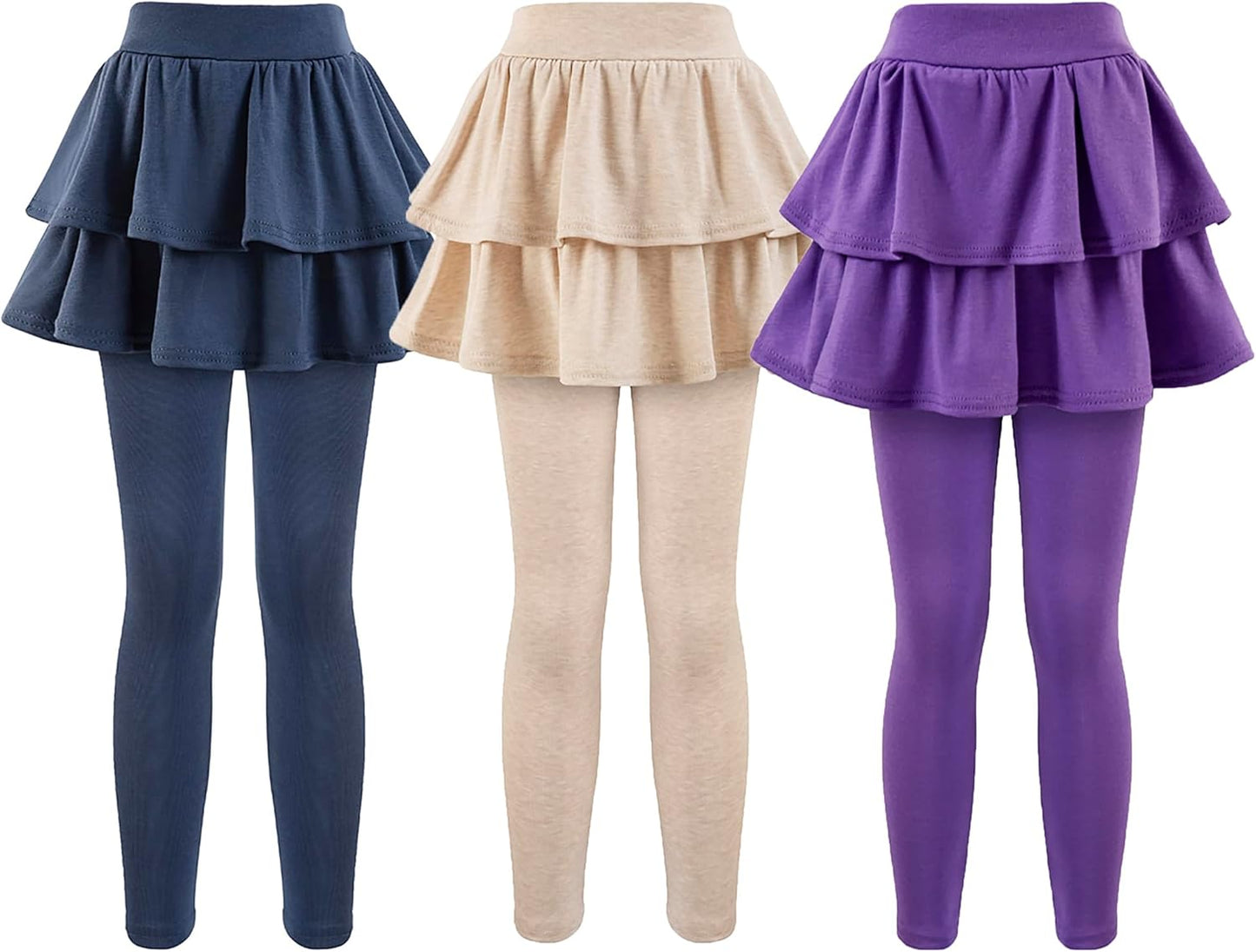 Girls School Uniform Pants Leggings with Skirts for Ages 4-12