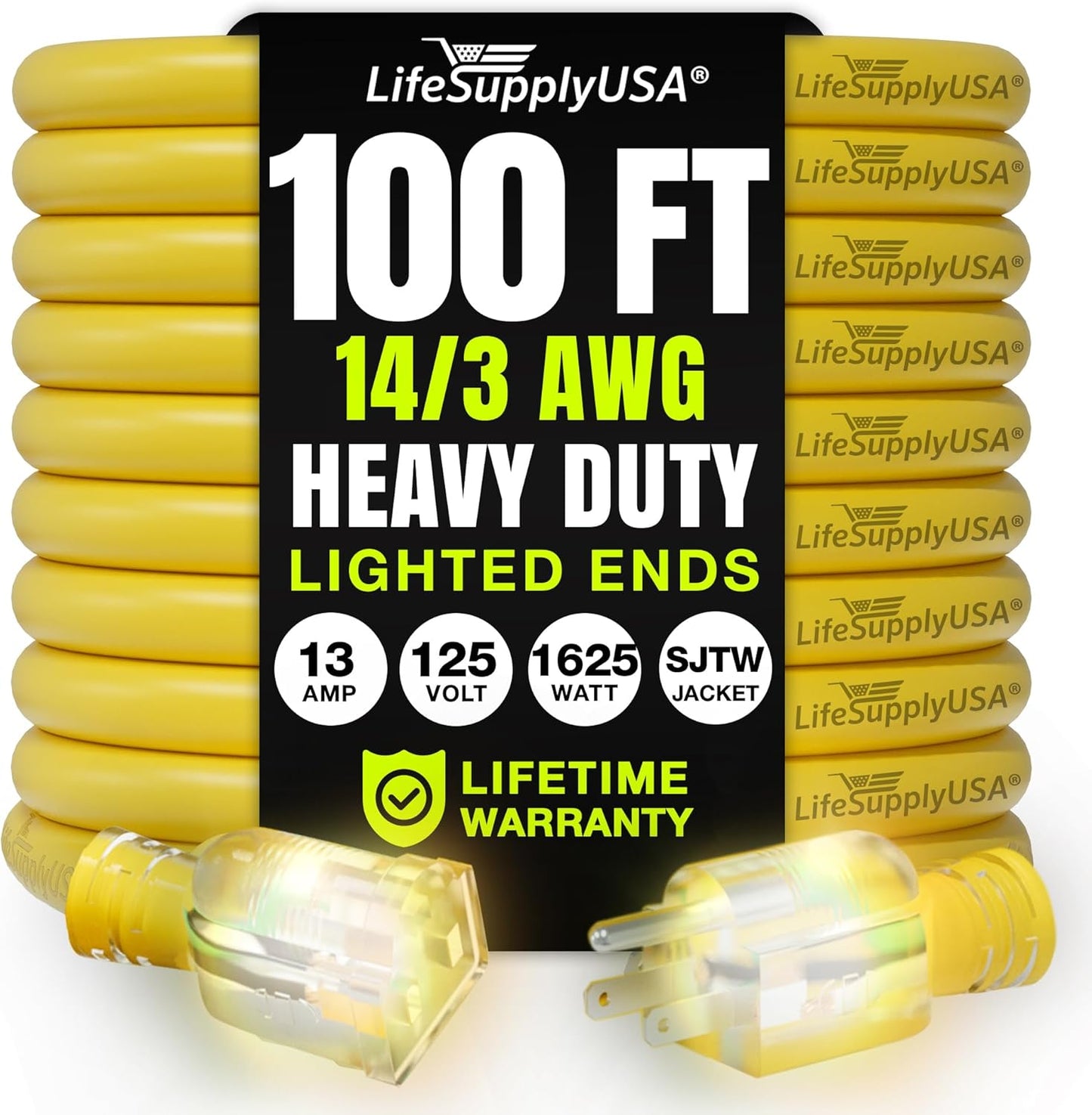 100ft Heavy Duty Extension Cord for Indoor and Outdoor Use