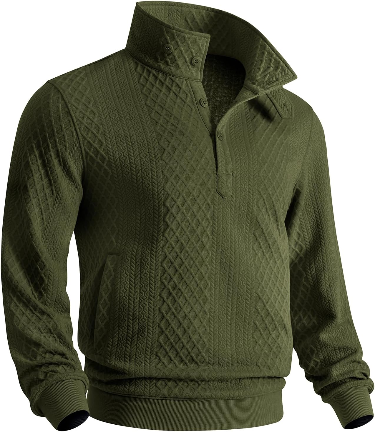CANGHPGIN Men's Casual Quarter Pullover Sweatshirt with Pockets