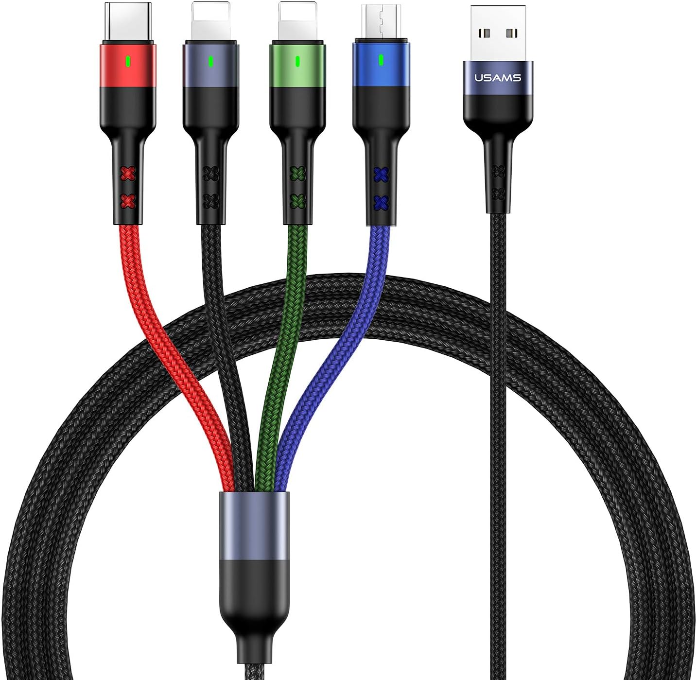 USAMS 4-in-1 Nylon Braided Fast Charge Cable