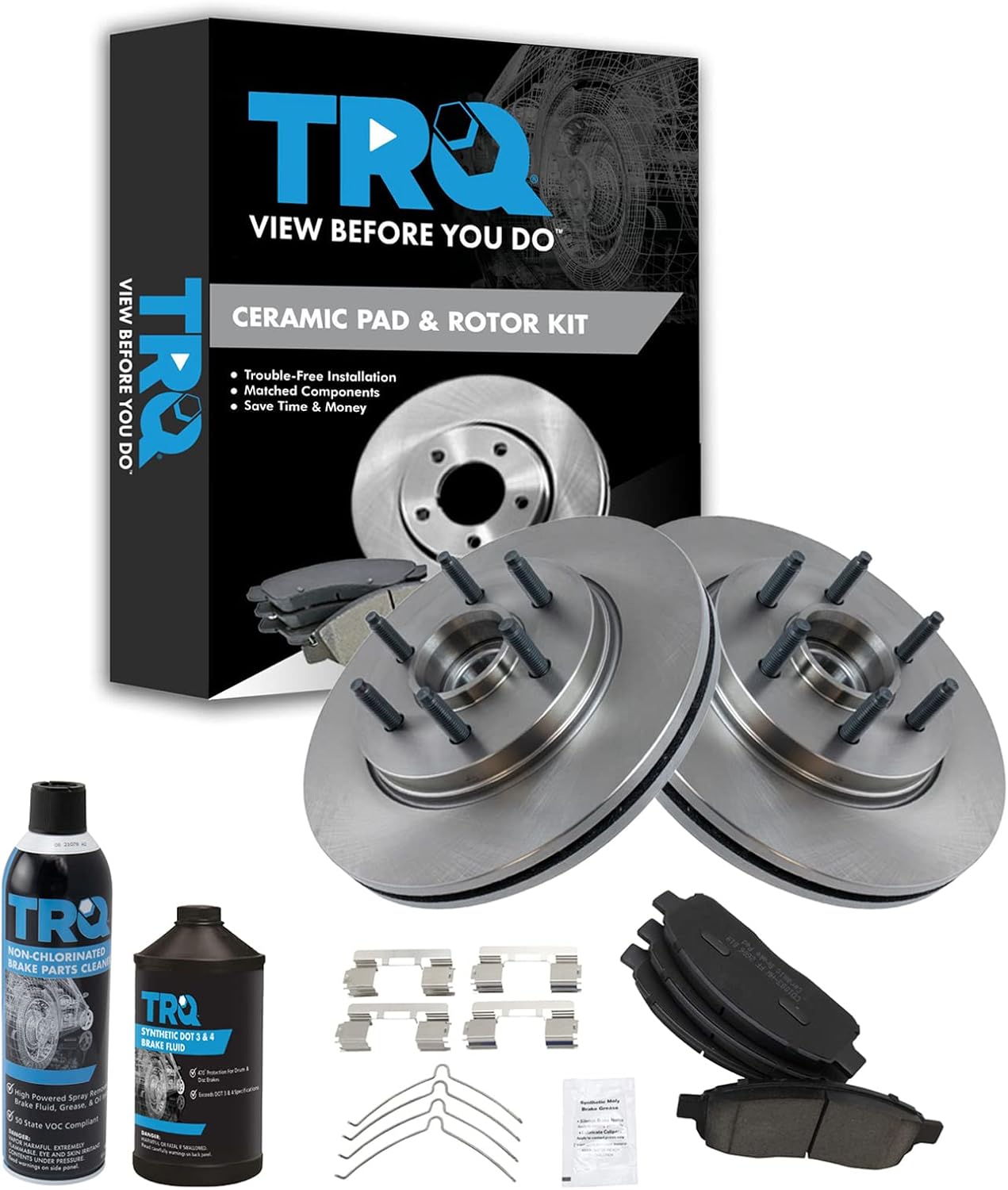 TRQ Front Brake Pad & Rotor Kit for 2004-2008 Ford F-150