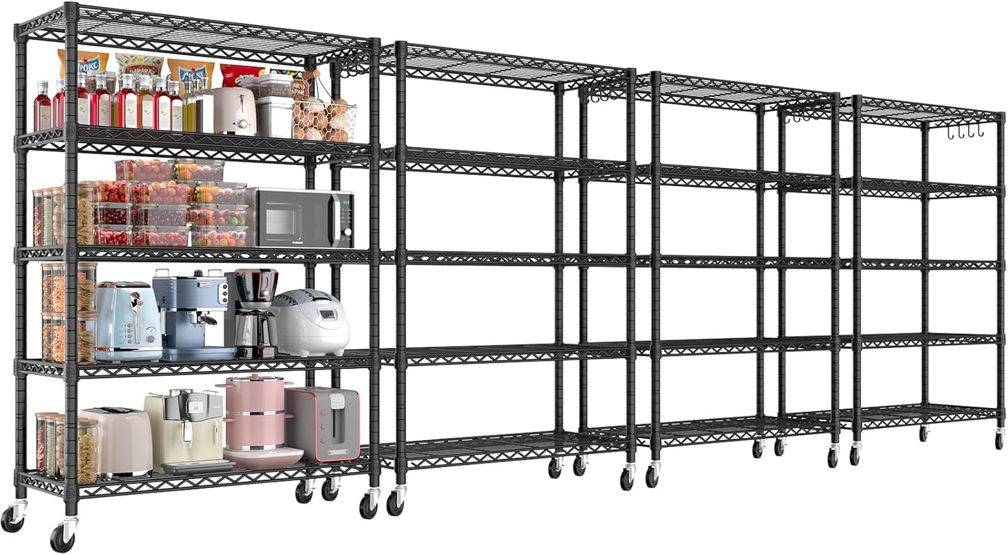 5 Tier Wire Shelving Rack with Wheels for Versatile Storage