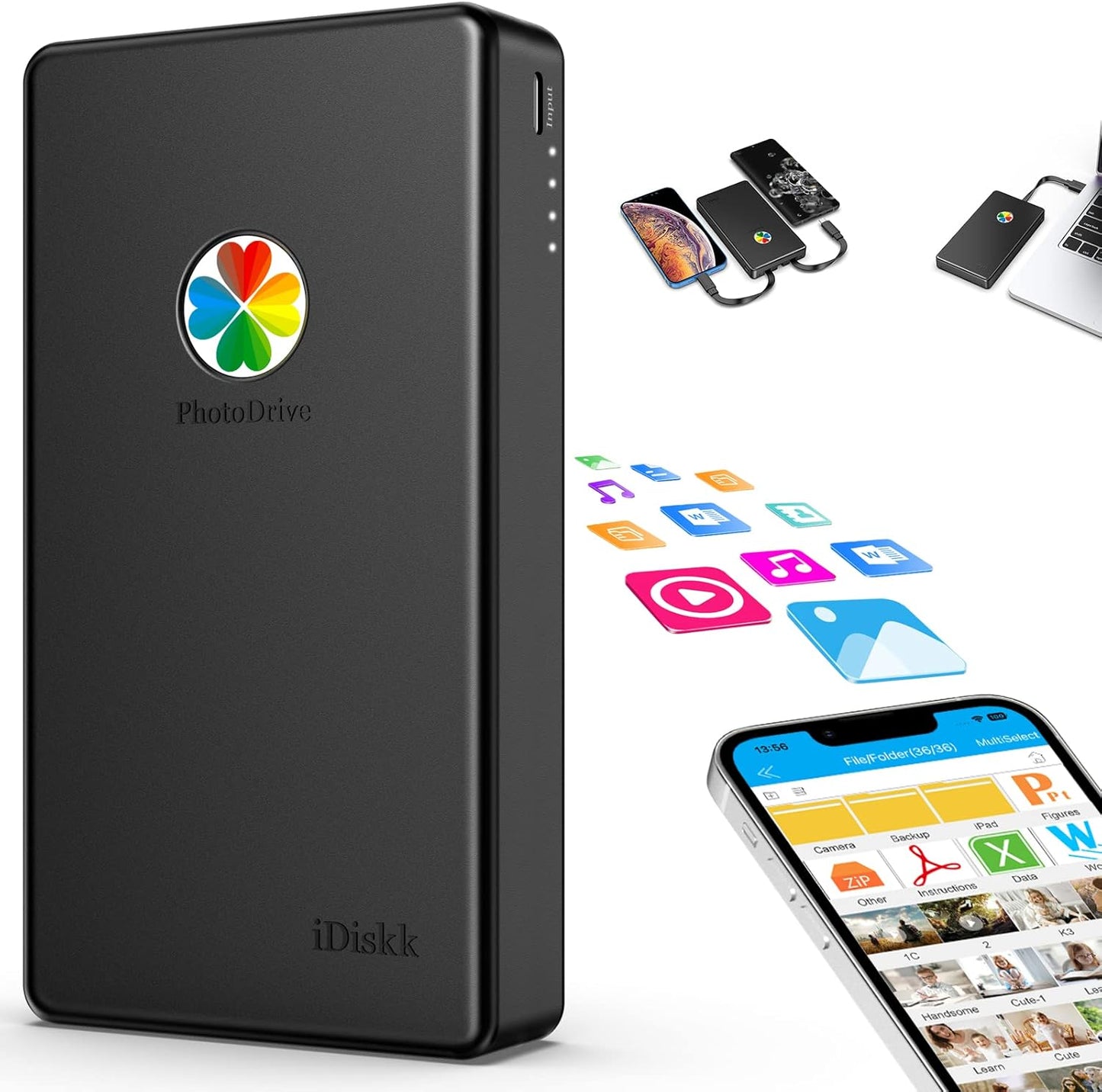 iDiskk 2TB External Hard Drive for iPhone, iPad, Android Devices