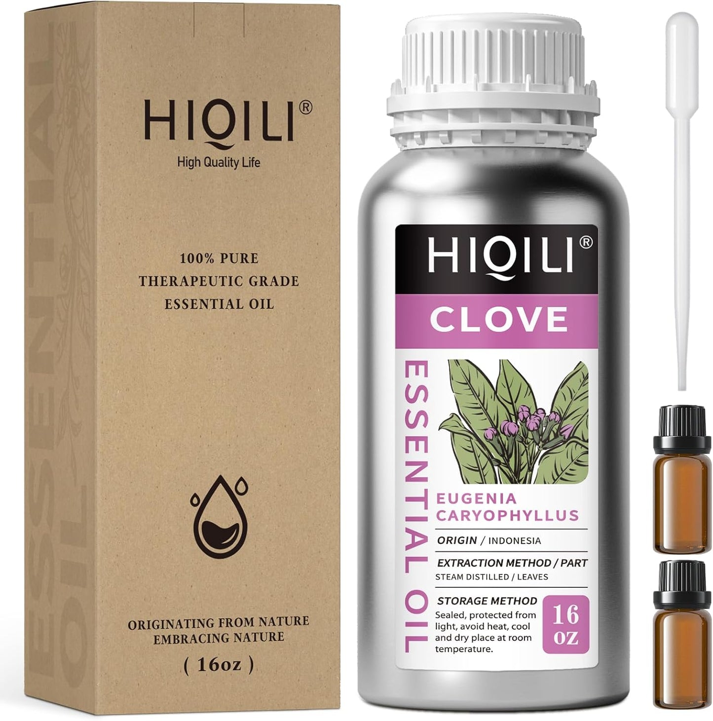 HIQILI Clove Essential Oil 16 Fl Oz for Aromatherapy and Hair
