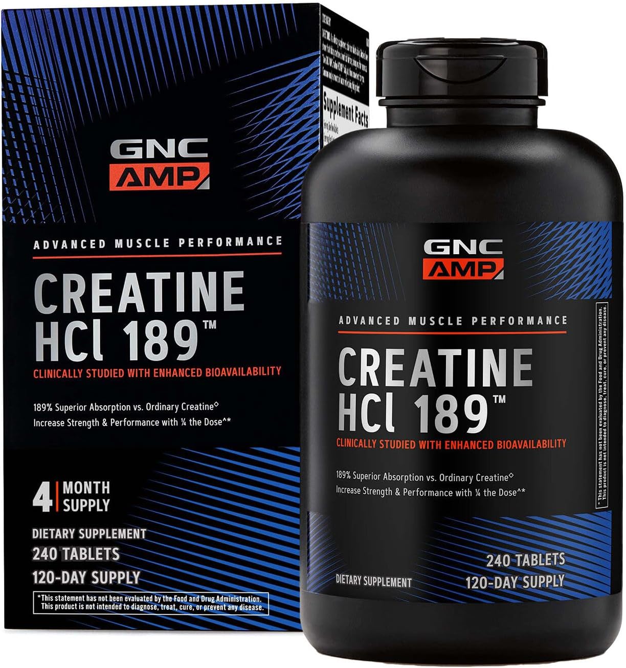 GNC AMP Creatine HCl 189 Pills for Strength and Muscle Gains