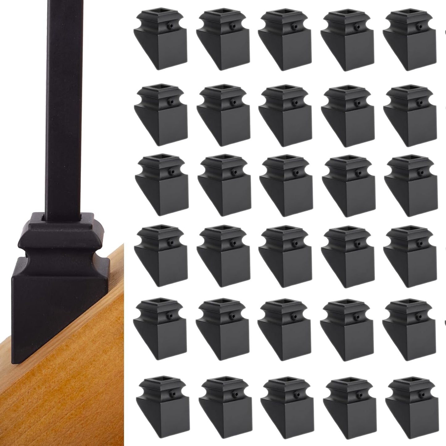 Iron Baluster Shoes for 1/2in Square Balusters - Set of 30