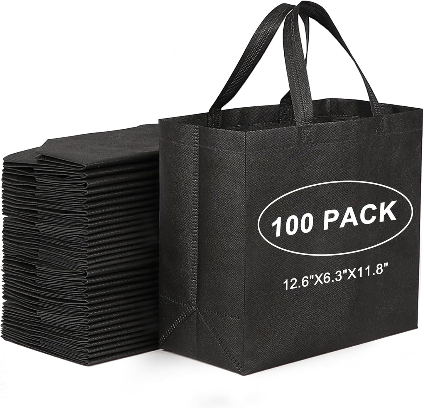 JERIA Black Reusable Tote Bags for Shopping and Storage Needs