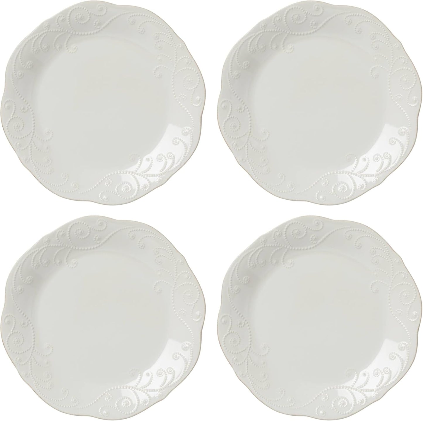 Lenox French Perle 4-Piece Dinner Plate Set for Elegant Dining
